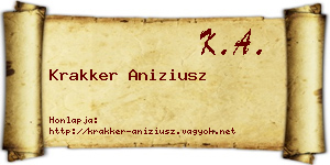 Krakker Aniziusz névjegykártya